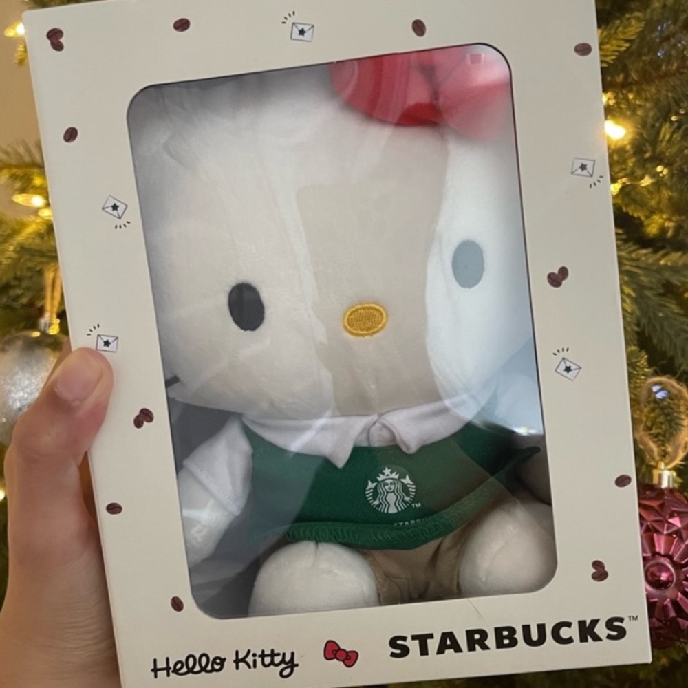 Starbucks Hello Kitty Plush with Red Bow and Green Apron nwt